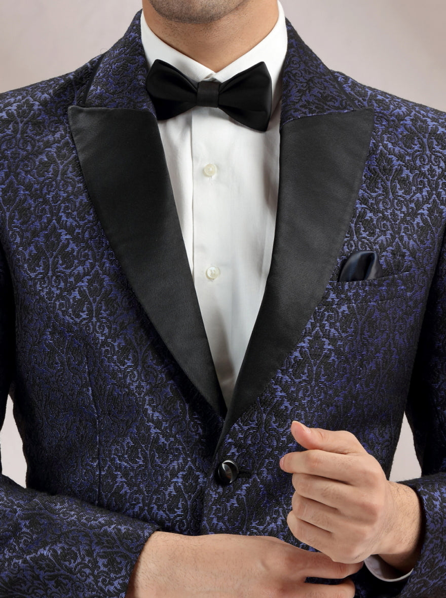 Blue Self Design Suit | JadeBlue