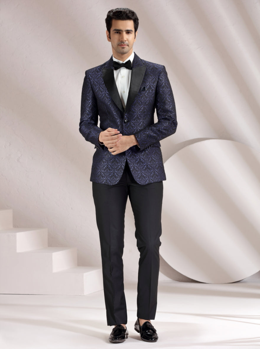 Blue Self Design Suit | JadeBlue