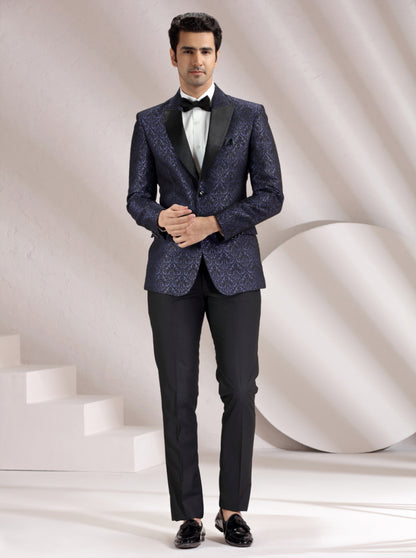 Blue Self Design Suit | JadeBlue