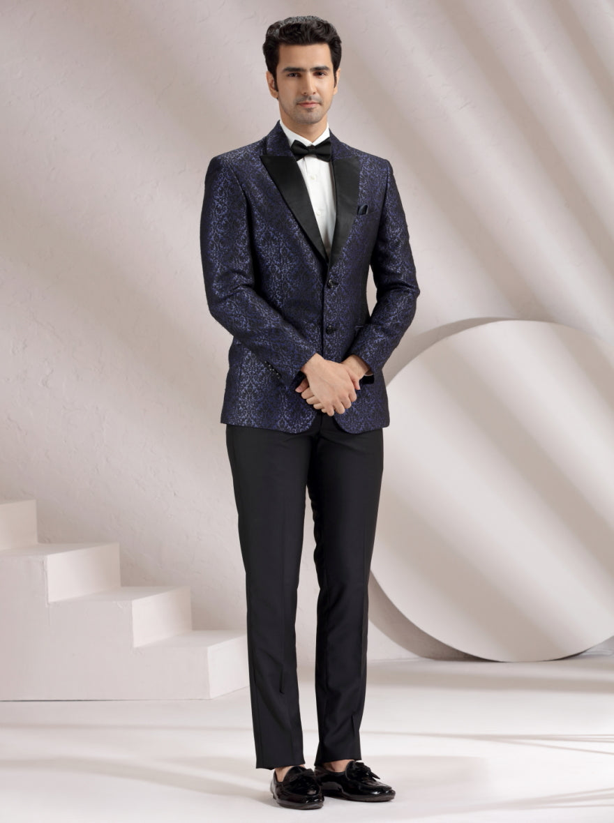 Blue Self Design Suit | JadeBlue