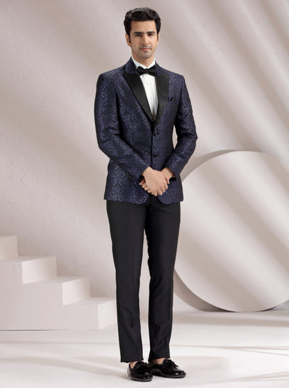 Blue Self Design Suit | JadeBlue