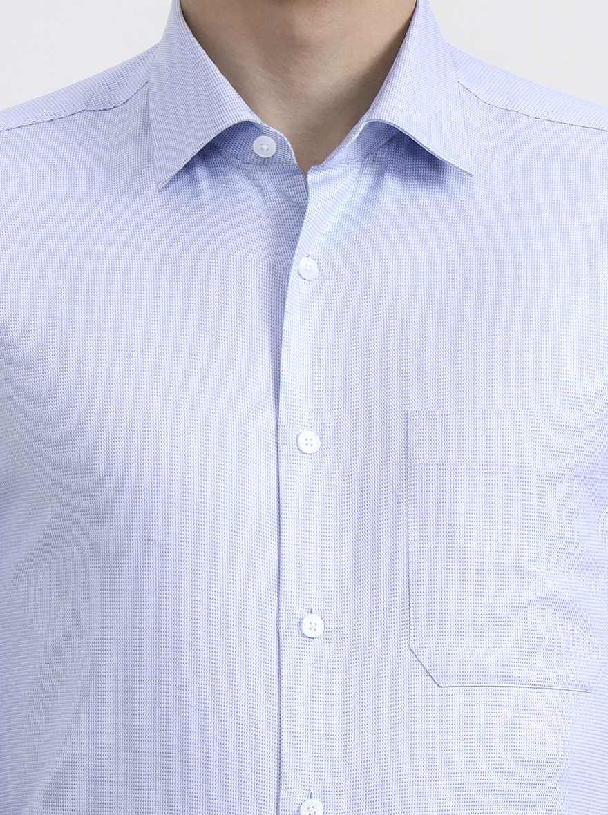Blue Solid Slim Fit Formal Shirt | Metal
