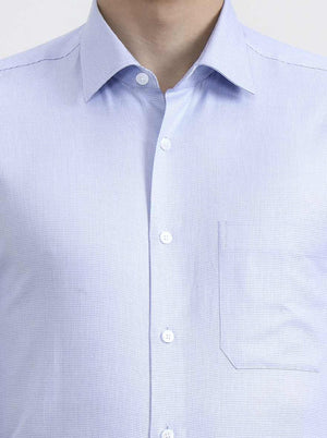 Blue Solid Slim Fit Formal Shirt | Metal