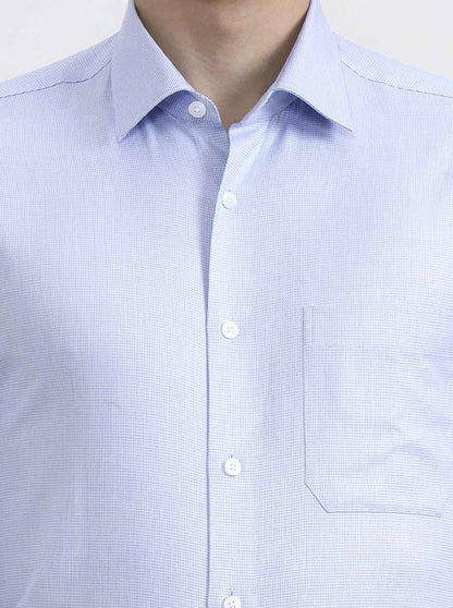 Blue Solid Slim Fit Formal Shirt | Metal