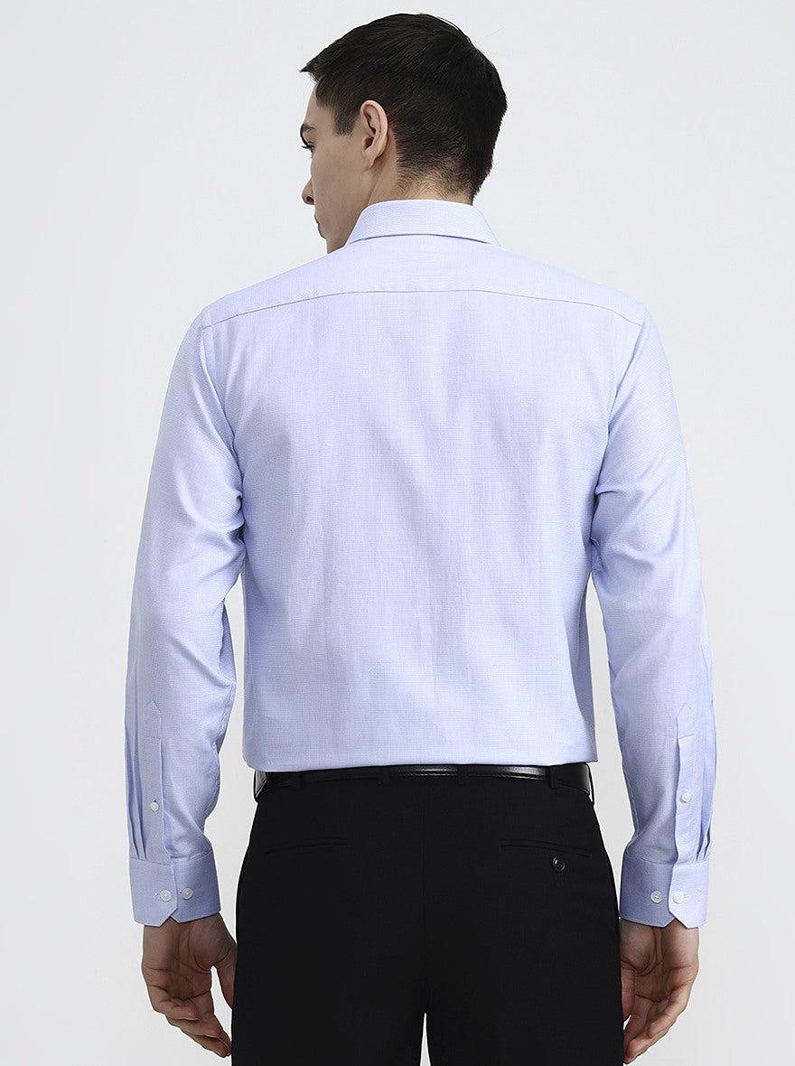Blue Solid Slim Fit Formal Shirt | Metal