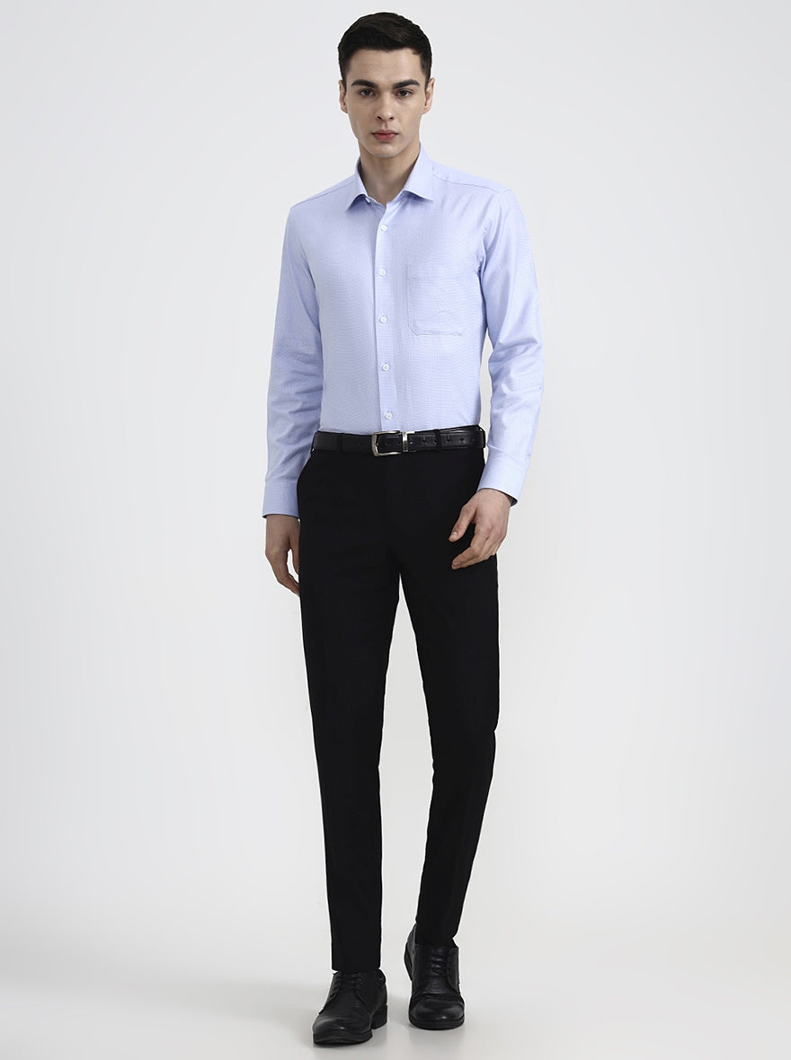 Blue Solid Slim Fit Formal Shirt | Metal
