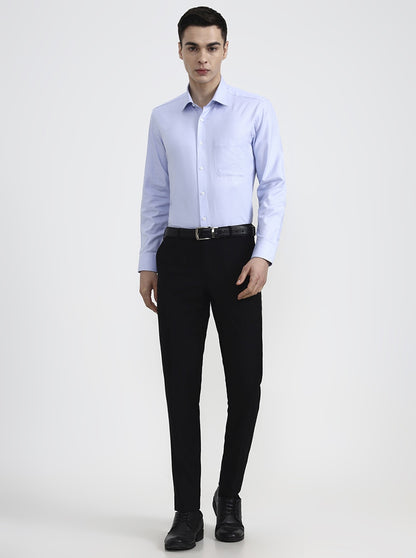 Blue Solid Slim Fit Formal Shirt | Metal