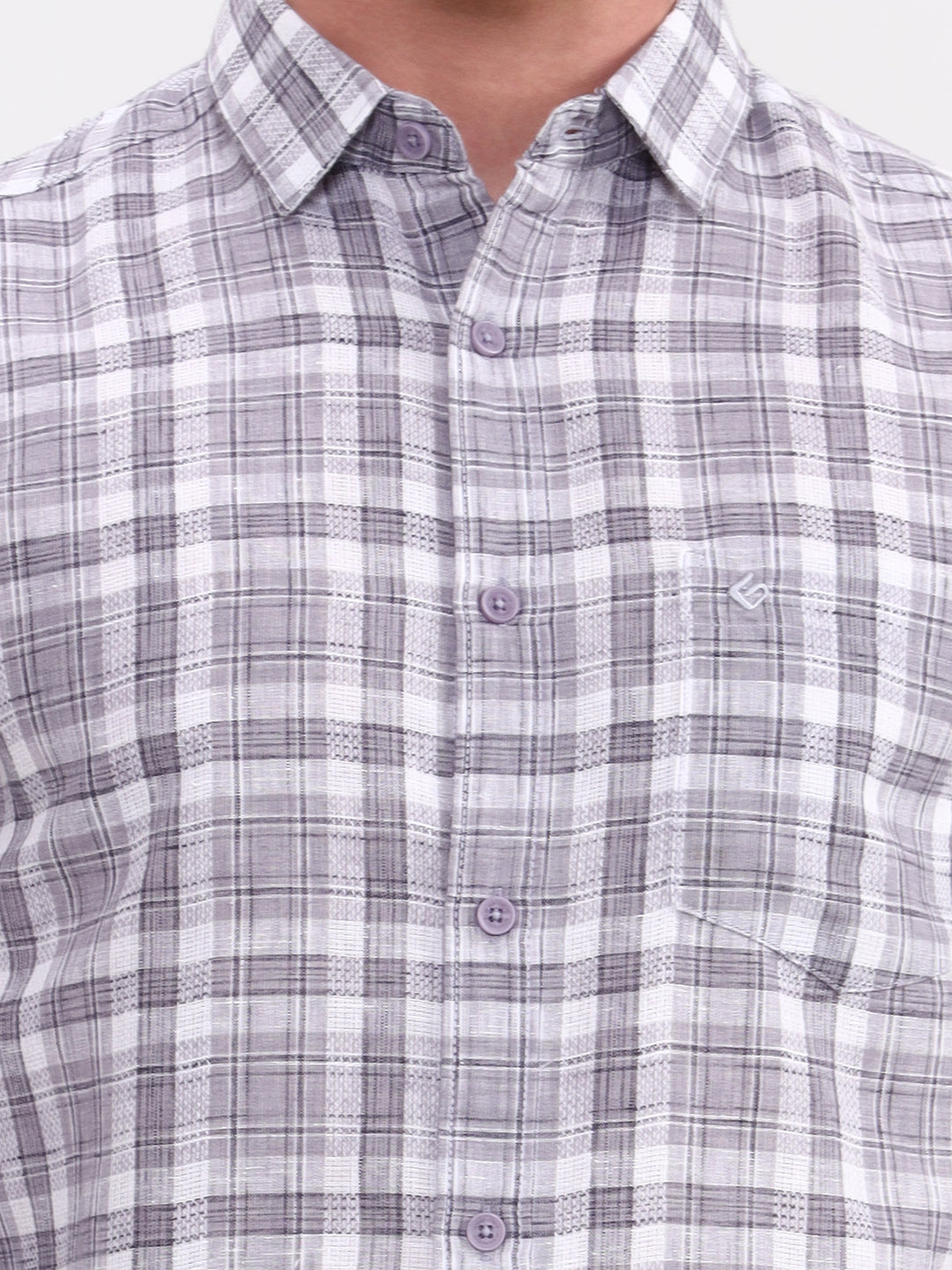Grey Checked Slim Fit Casual Shirt | Greenfibre