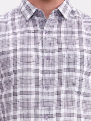 Grey Checked Slim Fit Casual Shirt | Greenfibre