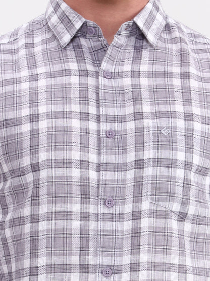 Grey Checked Slim Fit Casual Shirt | Greenfibre