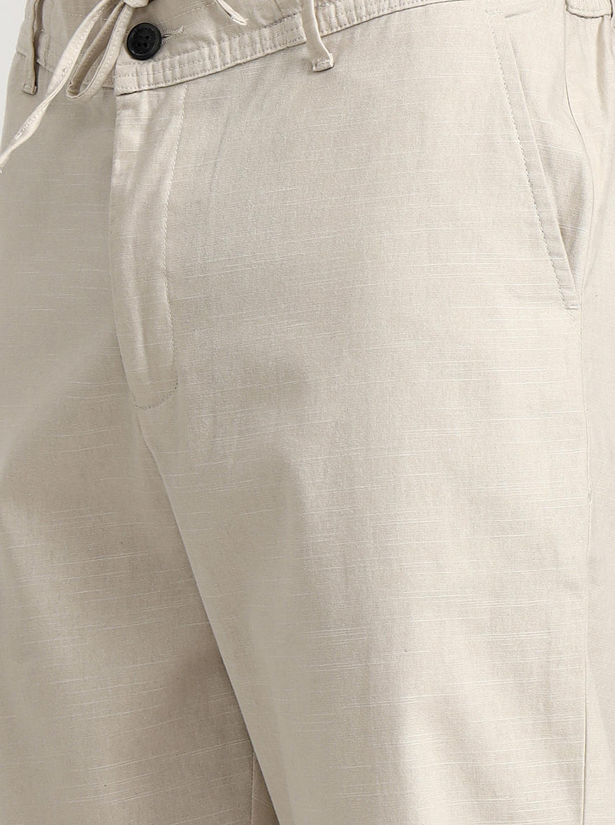 Cream Solid Regular Fit Track Pant | Greenfibre
