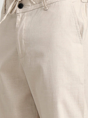 Cream Solid Regular Fit Track Pant | Greenfibre