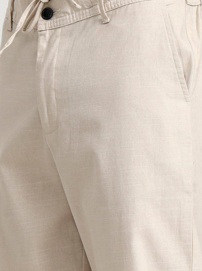 Cream Solid Regular Fit Track Pant | Greenfibre
