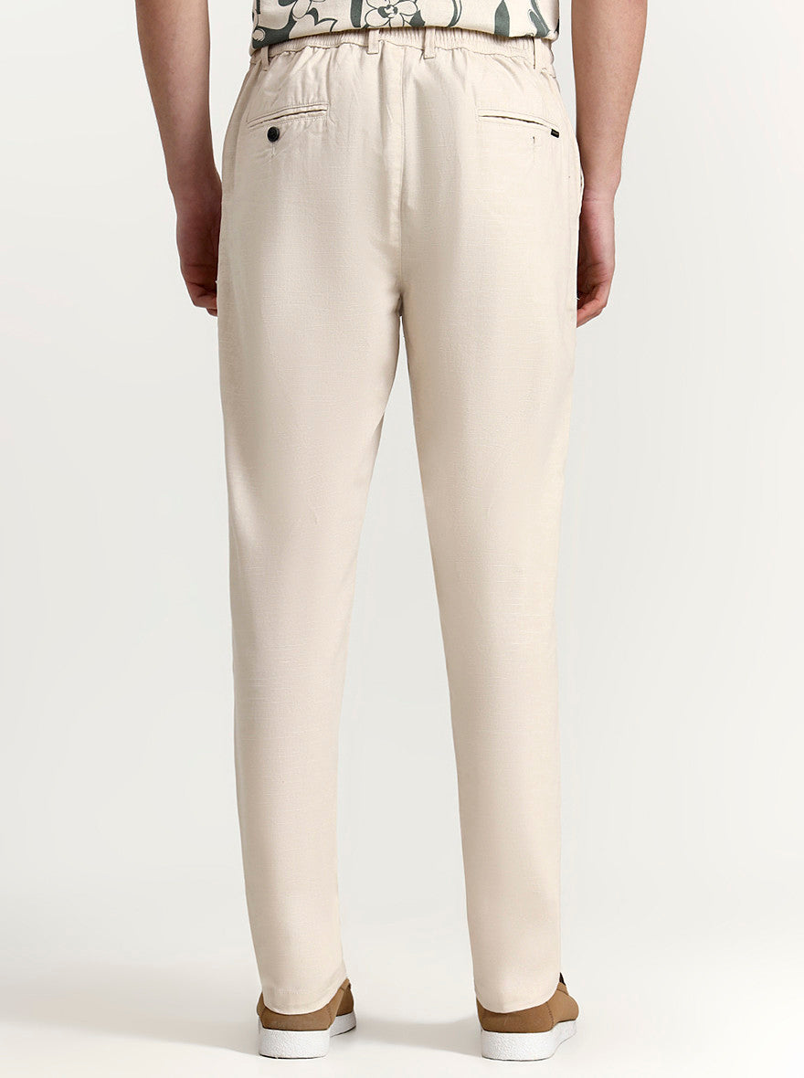 Cream Solid Regular Fit Track Pant | Greenfibre