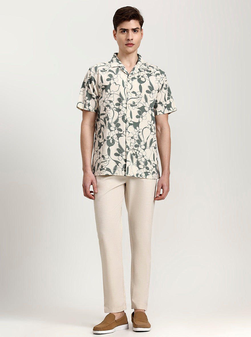 Cream Solid Regular Fit Track Pant | Greenfibre