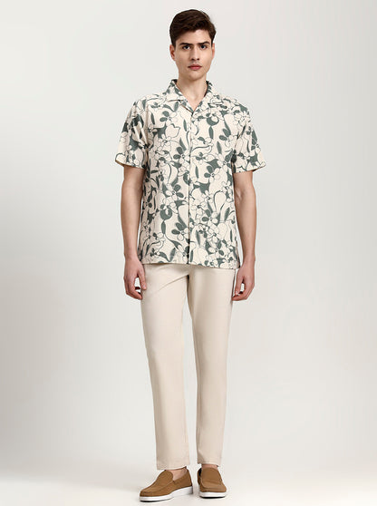 Cream Solid Regular Fit Track Pant | Greenfibre