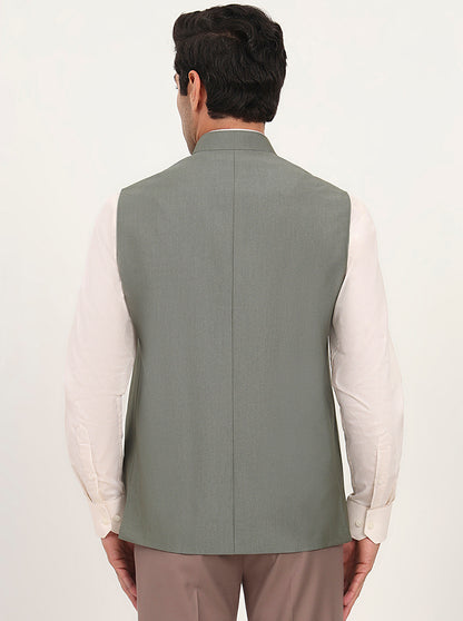 Green Solid Regular Fit Modi Jacket | JadeBlue