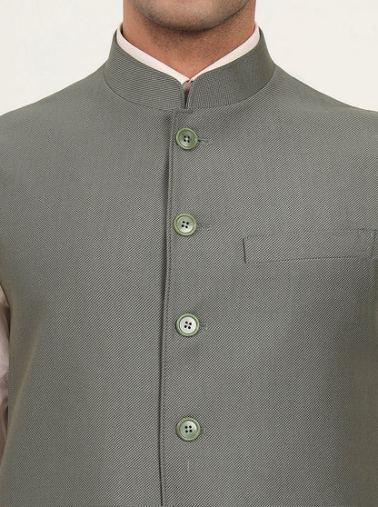 Green Solid Regular Fit Modi Jacket | JadeBlue