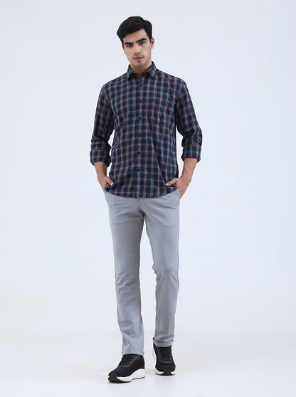 Light Grey Solid Slim Fit Club Wear Trouser | Greenfibre
