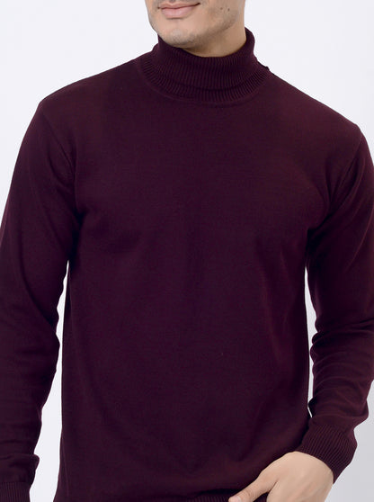 Wine Solid Regular Fit Winter T-Shirt | JadeBlue