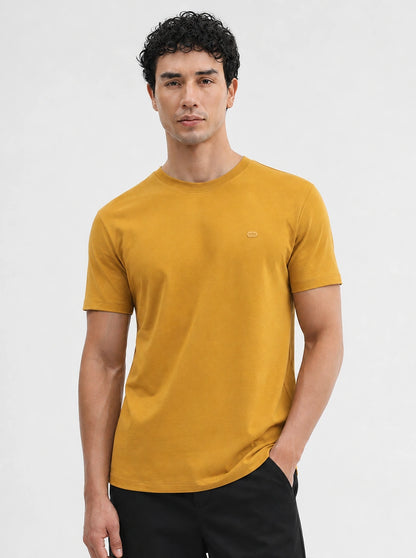 Yellow Solid Slim Fit T-Shirt | JadeBlue