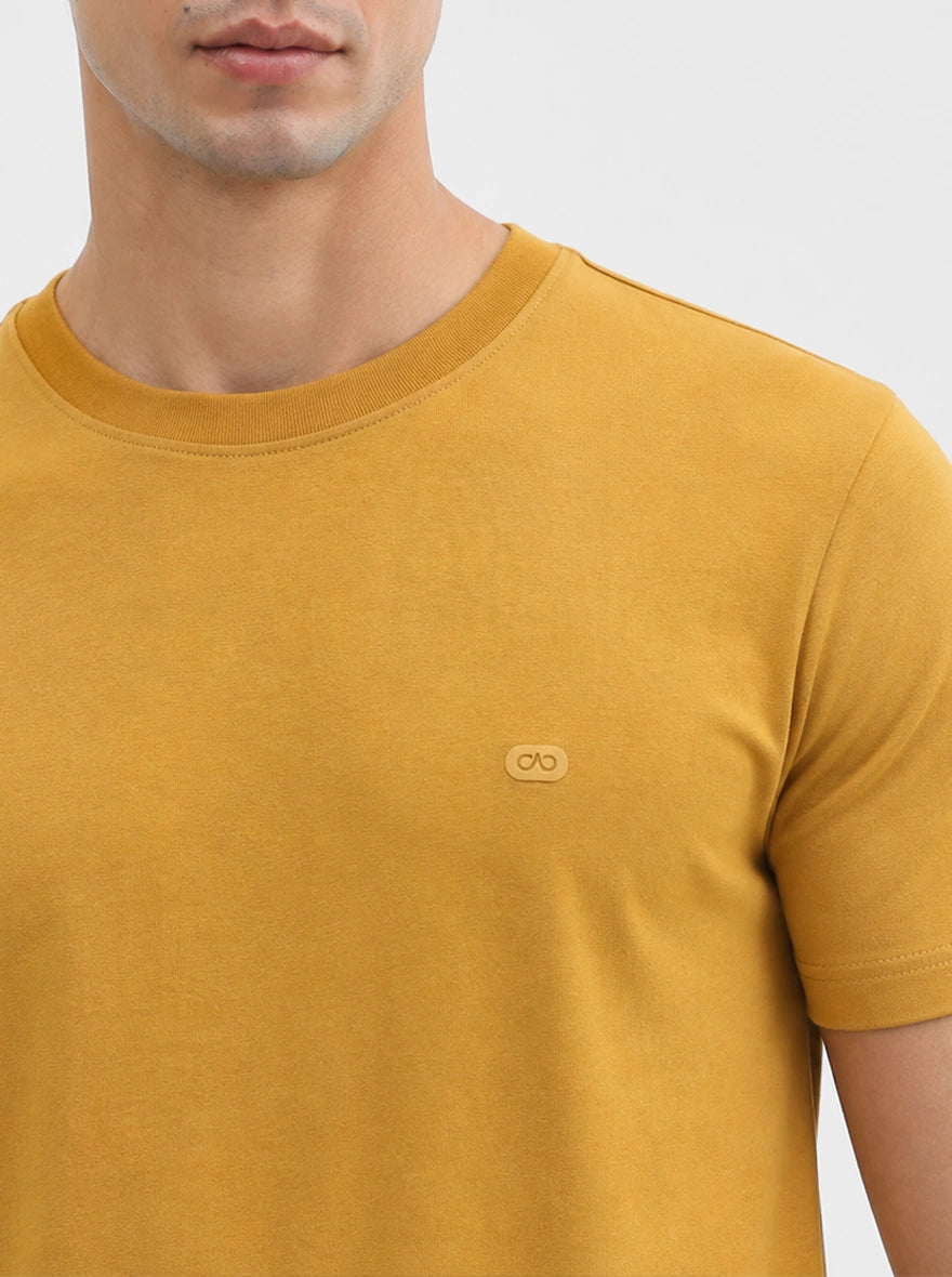 Yellow Solid Slim Fit T-Shirt | JadeBlue