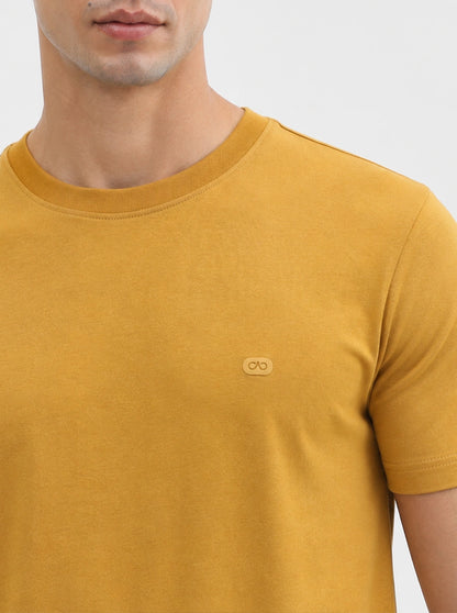 Yellow Solid Slim Fit T-Shirt | JadeBlue