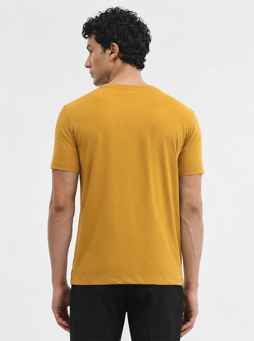 Yellow Solid Slim Fit T-Shirt | JadeBlue