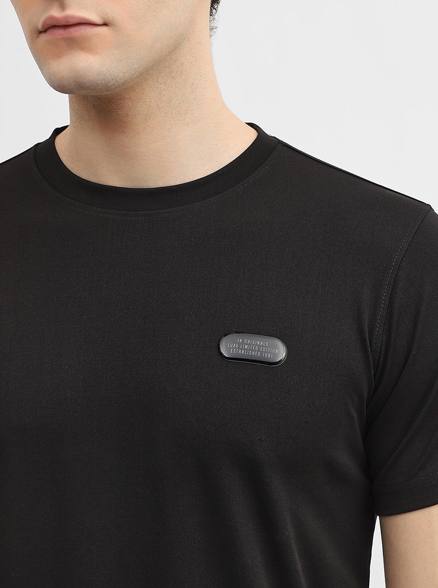 Black Printed Slim Fit T-Shirt | JadeBlue