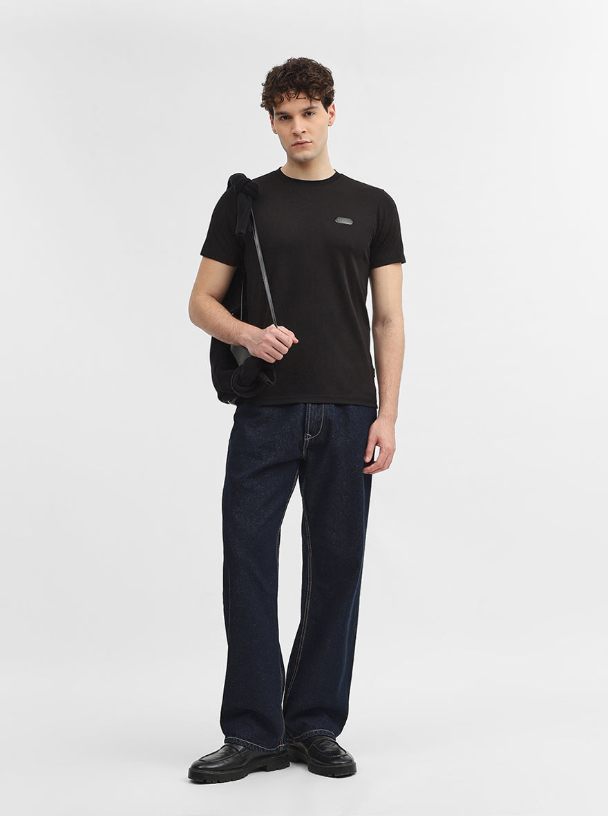 Black Printed Slim Fit T-Shirt | JadeBlue