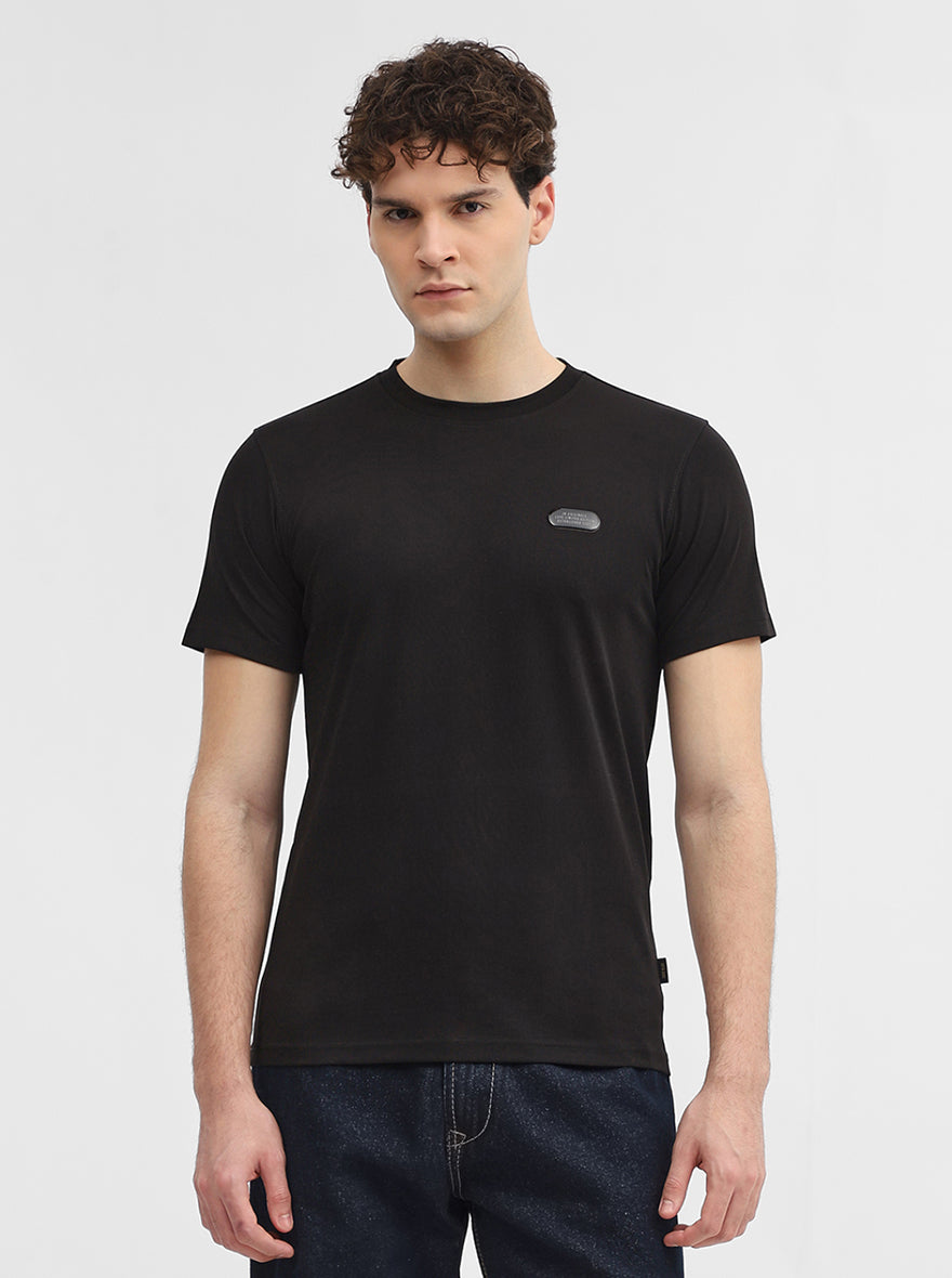 Black Printed Slim Fit T-Shirt | JadeBlue