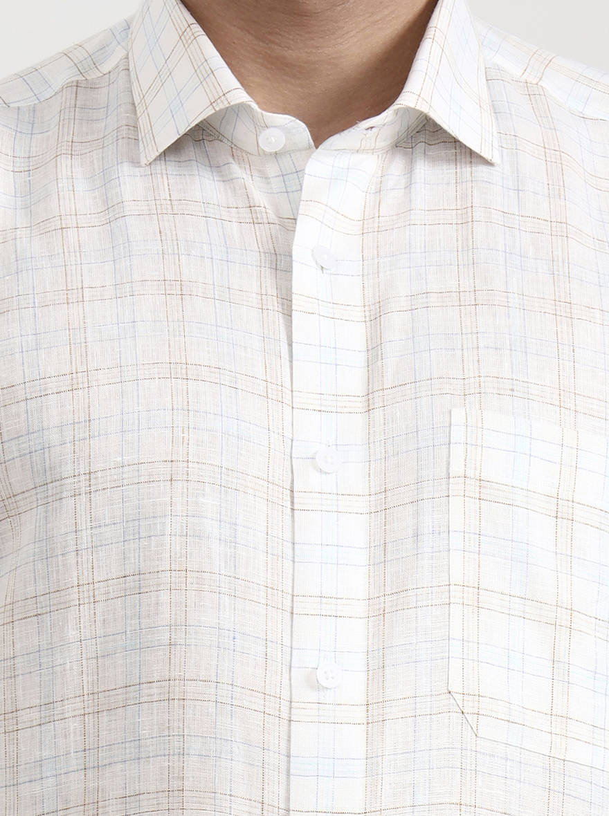 White & Blue Checked Slim Fit Formal Shirt | JadeBlue