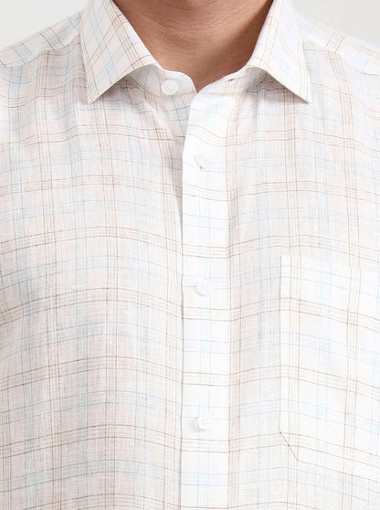 White & Blue Checked Slim Fit Formal Shirt | JadeBlue