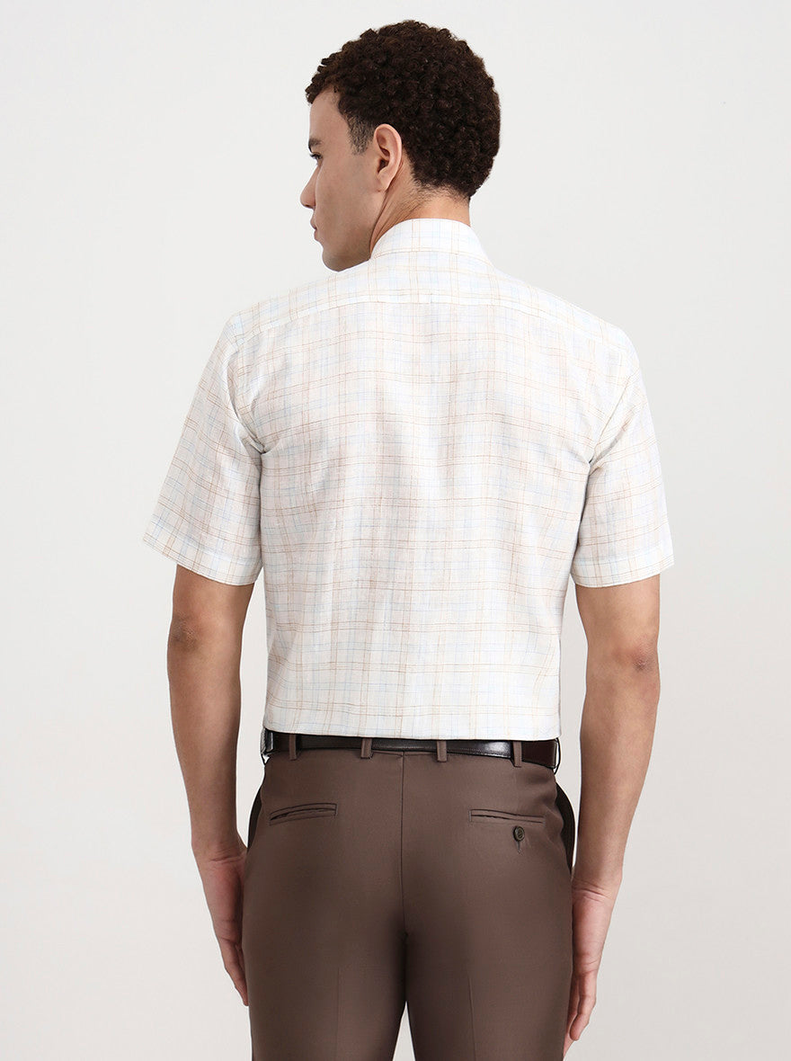 White & Blue Checked Slim Fit Formal Shirt | JadeBlue