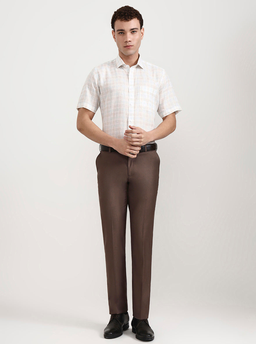 White & Blue Checked Slim Fit Formal Shirt | JadeBlue