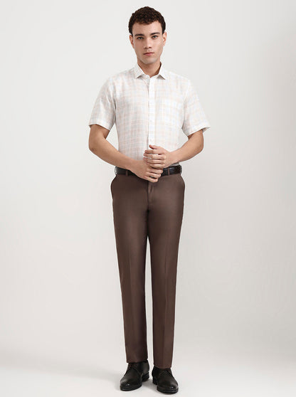 White & Blue Checked Slim Fit Formal Shirt | JadeBlue