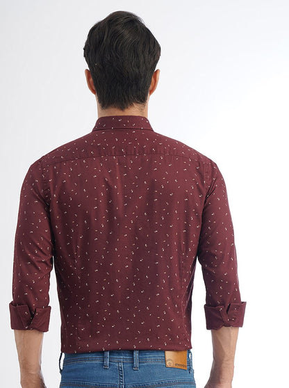 Maroon Printed Smart Fit Semi Casual Shirt | Greenfibre