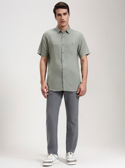 Dark Grey Checked Slim Fit Casual Trouser | JadeBlue