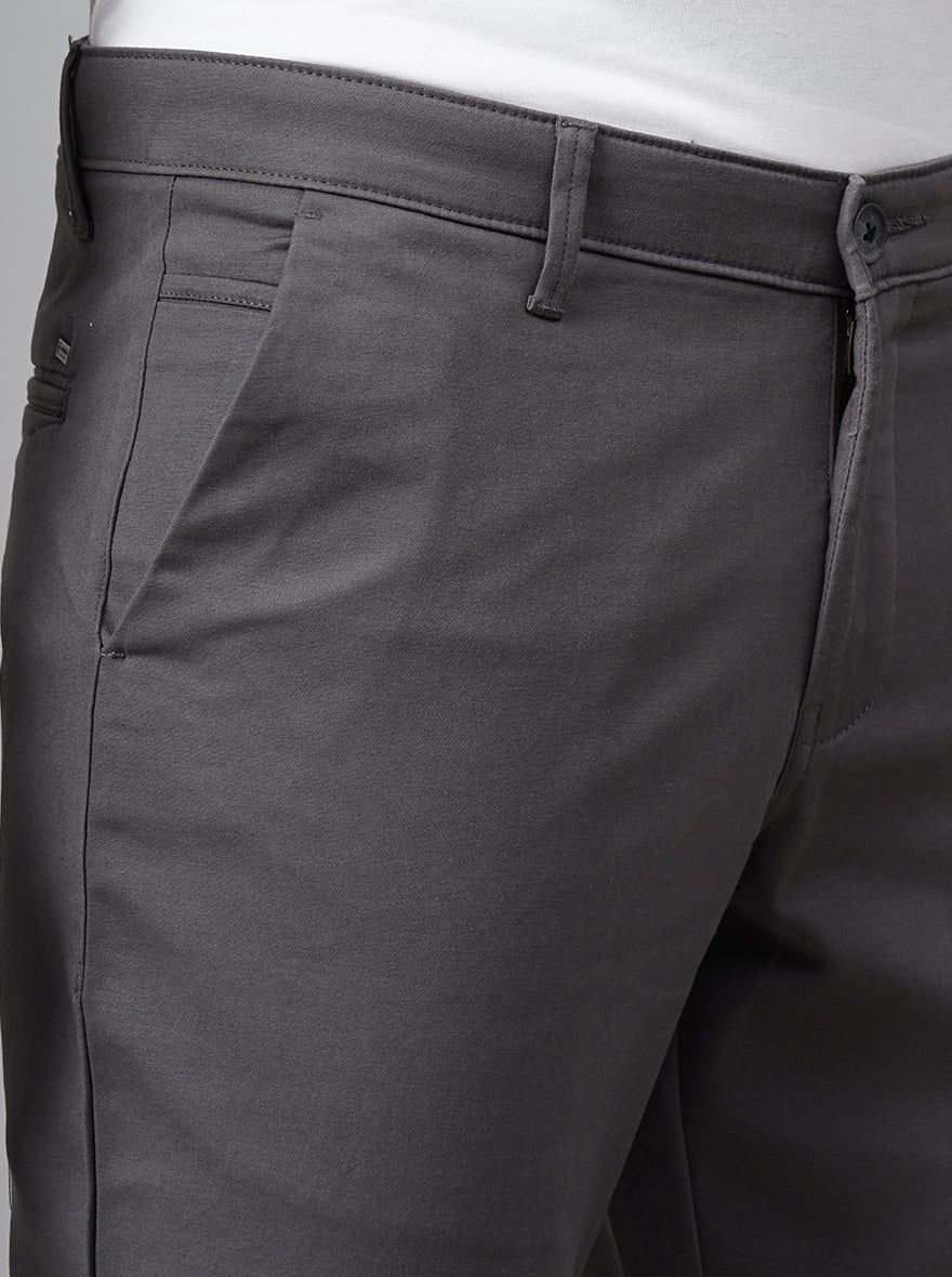 Dark Grey Dobby Neo Fit Casual Trouser | Greenfibre