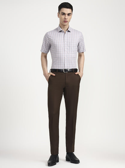 Blue & Brown Checked Regular Fit Formal Shirt | JadeBlue