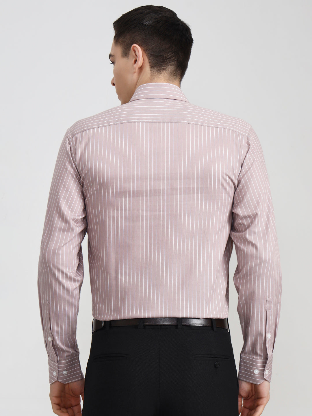 Dark Pink Striped Regular Fit Formal Shirt | JadeBlue