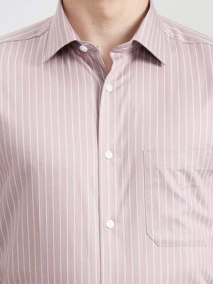 Dark Pink Striped Regular Fit Formal Shirt | JadeBlue