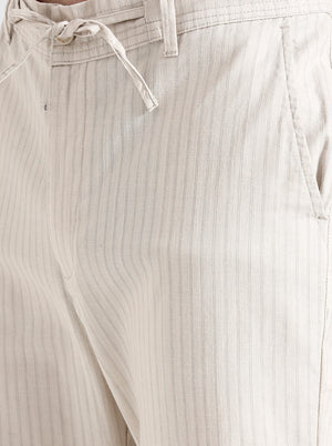 Cream Striped Regular Fit Track Pant | JadeBlue