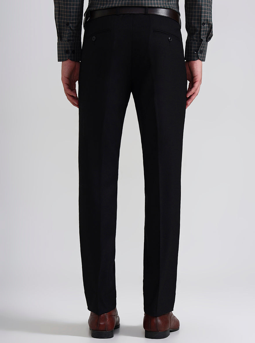 Black Solid Slim Fit Formal Trouser | JadeBlue Youth