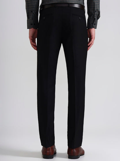 Black Solid Slim Fit Formal Trouser | JadeBlue Youth