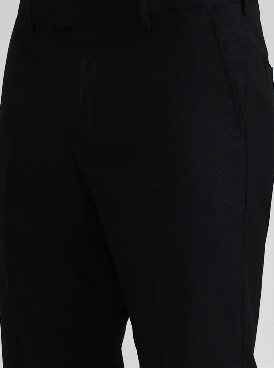 Black Solid Slim Fit Formal Trouser | JadeBlue Youth