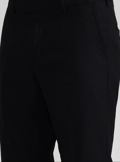 Black Solid Slim Fit Formal Trouser | JadeBlue Youth