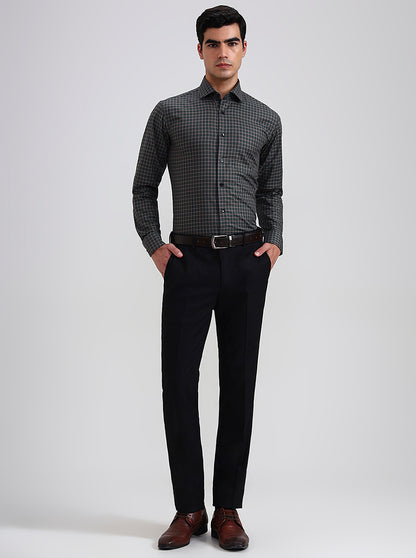 Black Solid Slim Fit Formal Trouser | JadeBlue Youth