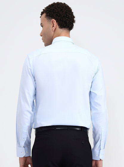 Blue Printed Regular Fit Formal Shirt | JadeBlue