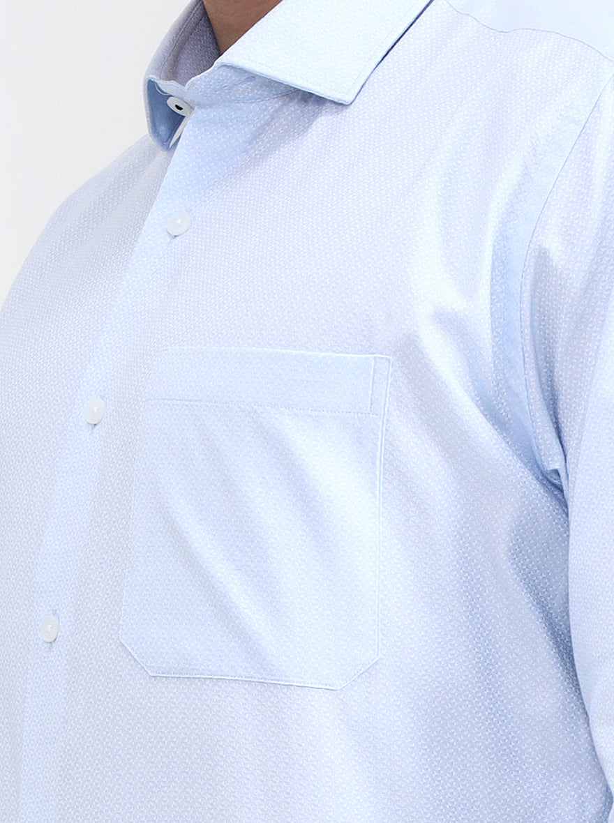 Blue Printed Regular Fit Formal Shirt | JadeBlue